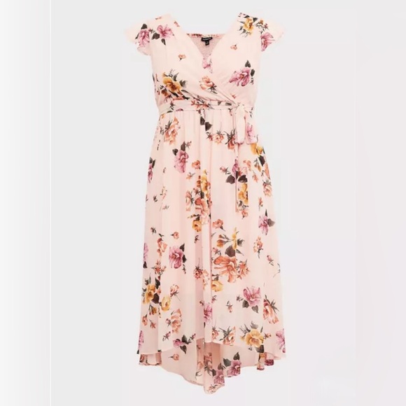 Torrid Pink Floral High Low Dress - Picture 6 of 8